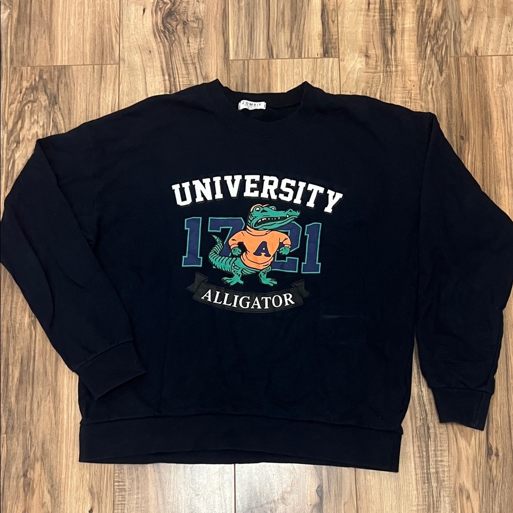 Vintage Zombie  University of Alligator Sports Style Black Sweatshirt Sz Ml